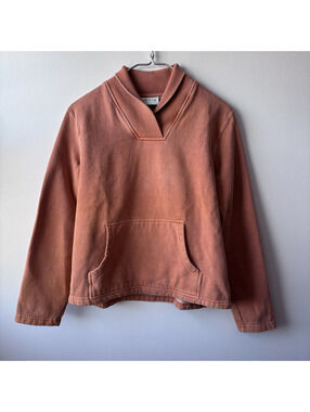 Orvis Rust V-Neck Pullover Sweatshirt with Kangaroo Pocket